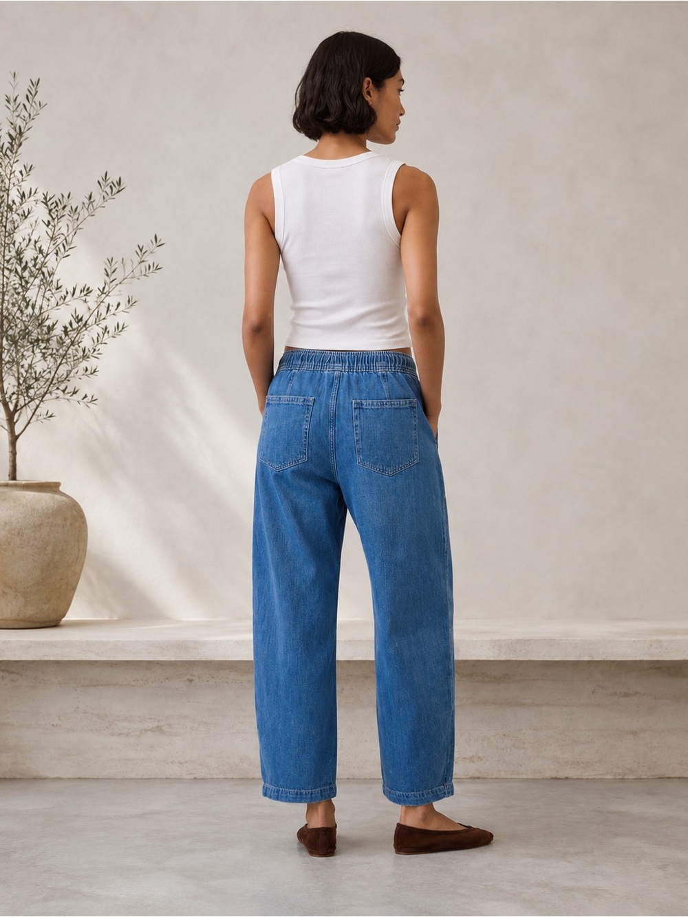 GAP High Rise Easy Barrel Jeans Medium Indigo Size M scandi model off duty - Picture 3 of 15